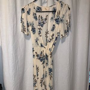Cream floral wrap dress